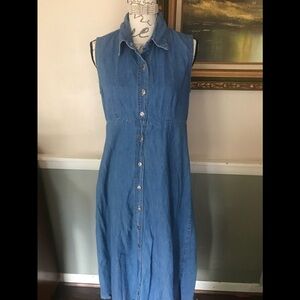 Vintage Sostanza Denim Button Front Maxi Dress M